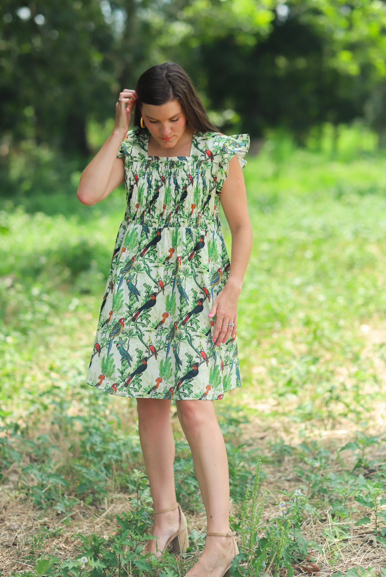 Angela Dress Palm of Parrots- Pre Order