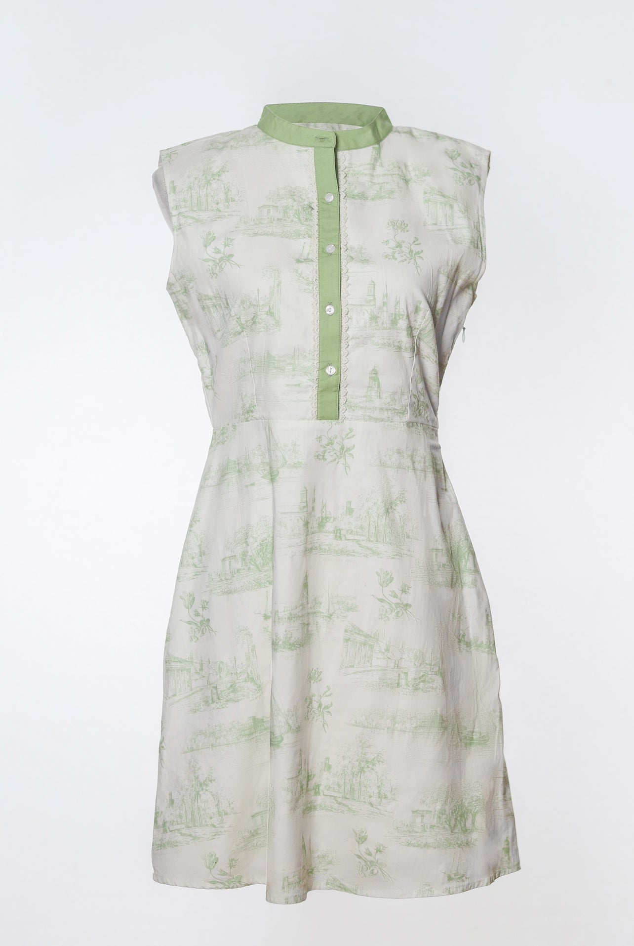 Georgia Dress in Exclusive Green Toile