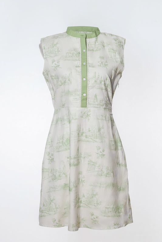 Georgia Dress in Exclusive Green Toile